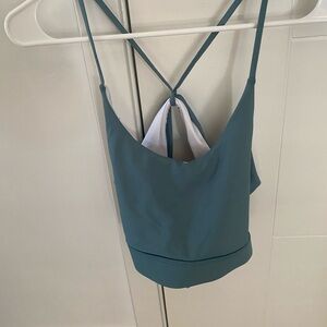 SHEIN Teal and White Strappy Top